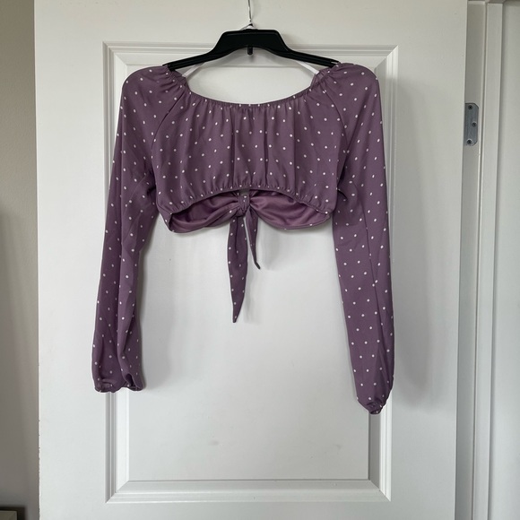 Lavender Polka Dot Crop Top & Skirt - Picture 7 of 10